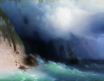 El naufragio cerca de las rocas 1870 Romántico Ivan Aivazovsky ruso Pinturas al óleo